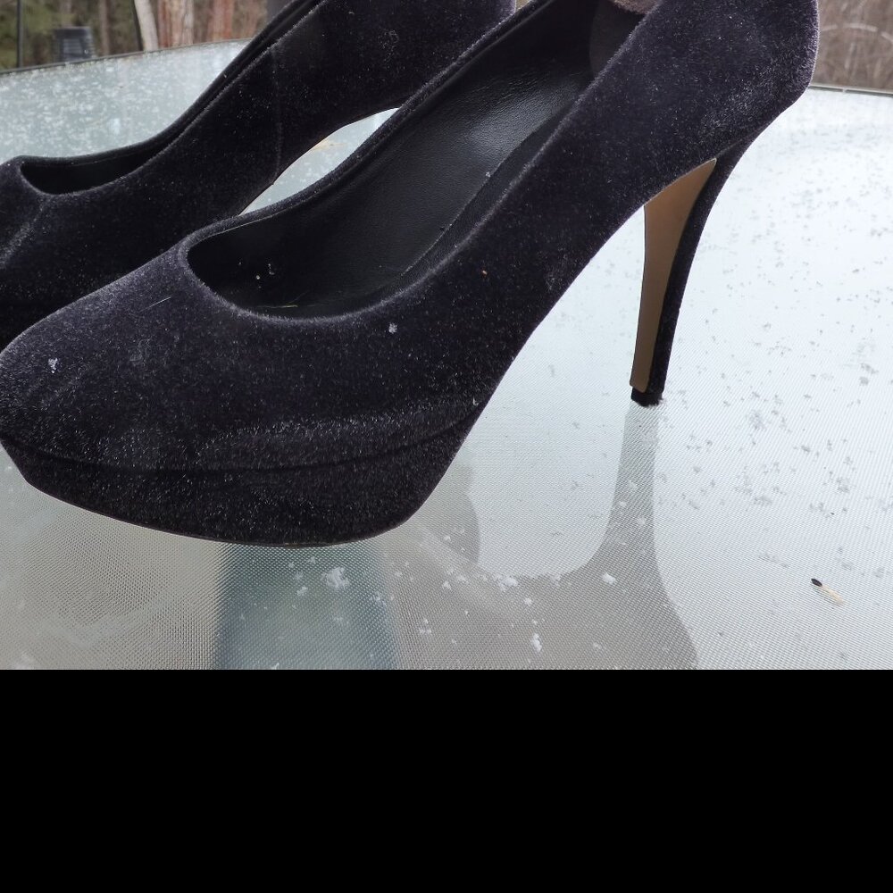 HOEGL GOTH WEDDING BLACK FUZZY FEEL HIGH HEELS CLOSED SHOES SIZE 9 - Picture 3 of 14